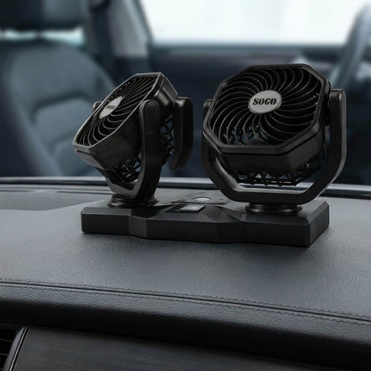 Original Sogo Dual Fan 360° Rotation – Quiet & Low Power Car Fan