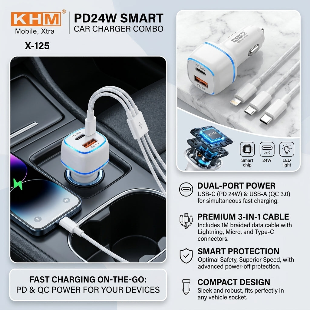 original KMH Power Charger with 3 in 1 cable